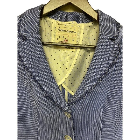 Maison Common Blue Tweed Silk Cotton Evening Jacket Caption Lining Women's EU 42 - Picture 2 of 10